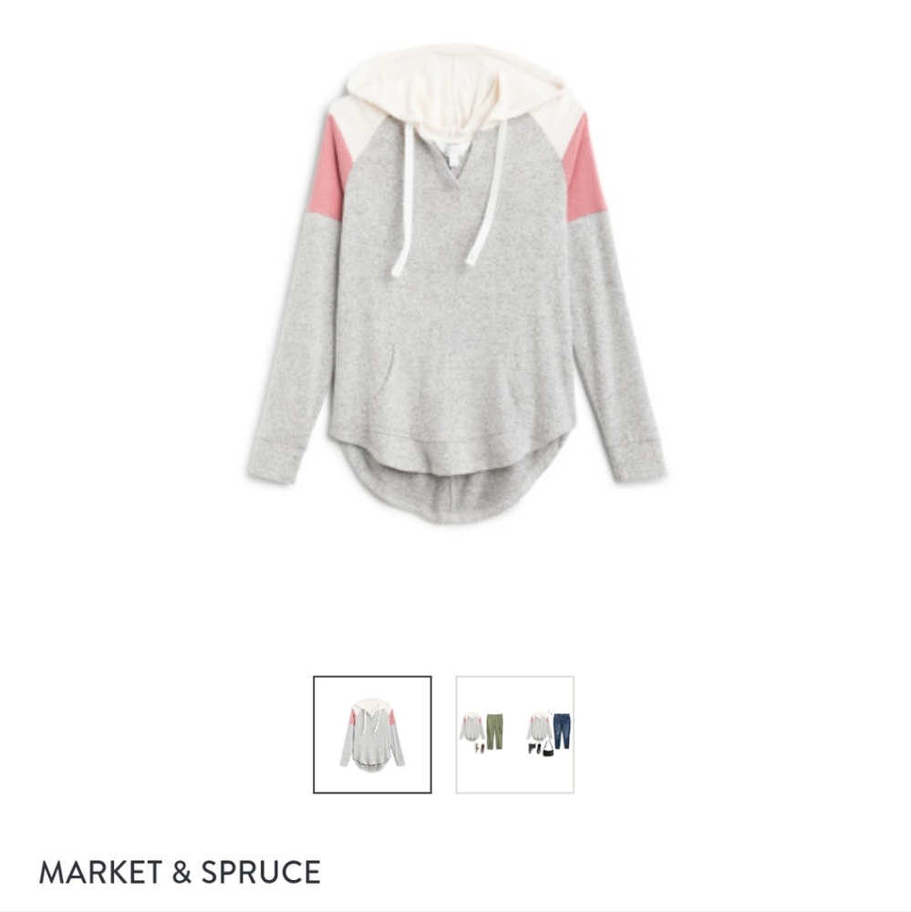 Market and spruce dayana raglan colorblock hooded knit top